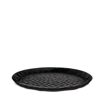 Alessi-Joy n 3 Round tray in colored steel and resin, Super Black